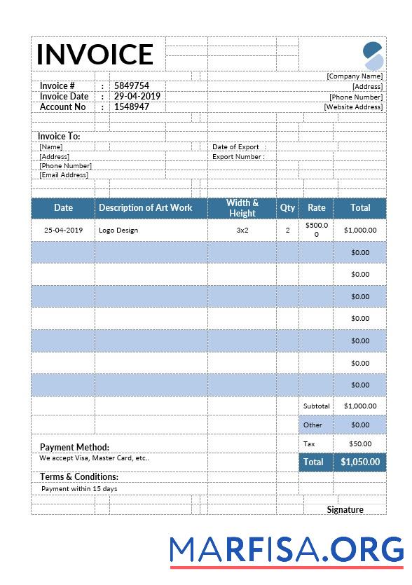 Printable Artist Invoice Template